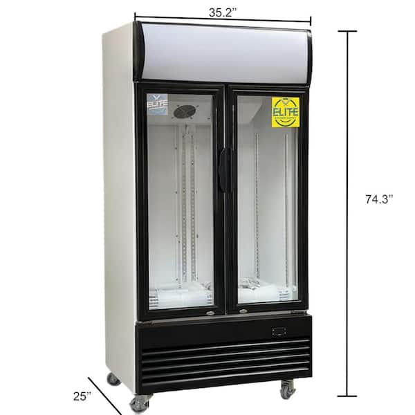 35.2 in. 14.13 cu. ft. Auto/Cycle Defrost 2-Glass Door Commercial Upright Refrigerator EG400F in Black