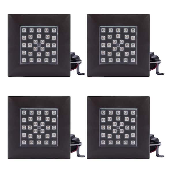 Unbranded CSE Inc. 4 in. Square 8-Watt LED Dimmable Downlight Flush Mount 4000K Clear Lens Brown Trim Color (4-Pack)