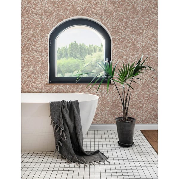 Red Rhythmic Leaf Wallpaper Sample