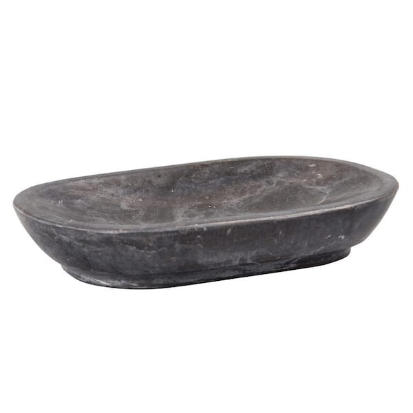 Natural Charcoal Marble Curvy Collection Bar Soap Dish, Soap Tray Holder, Bathroom Countertop Organizer