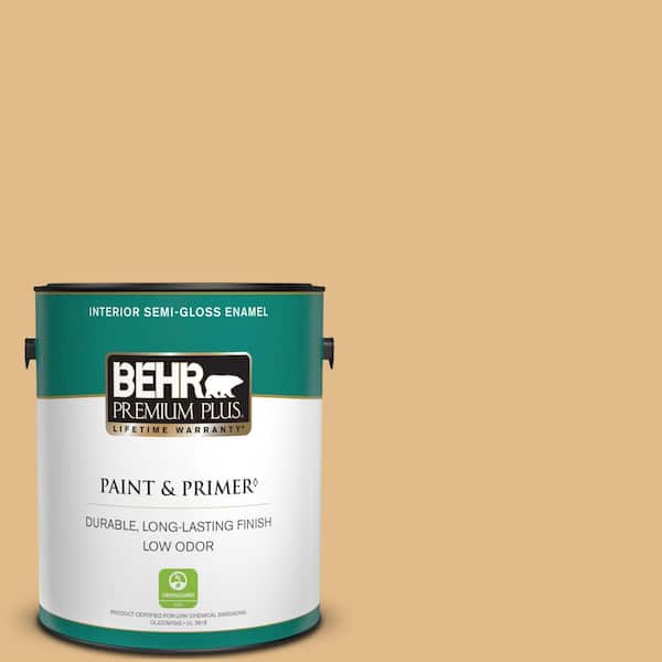 BEHR PREMIUM PLUS 1 gal. #M280-4 Royal Gold Semi-Gloss Enamel Low Odor Interior Paint & Primer