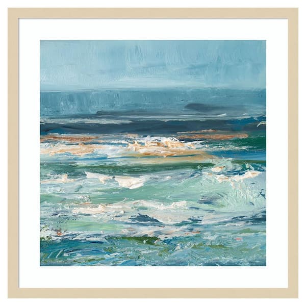 Amanti Art Pacific Whitecaps II by Ethan Harper 25 in. W x 25 in. H. Wood Framed Wall Art Print Framed in Brown