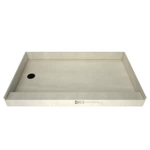 Redi Base 54 in. L x 30 in. W Alcove Single Threshold Shower Pan Base with Left Drain in Matte Black