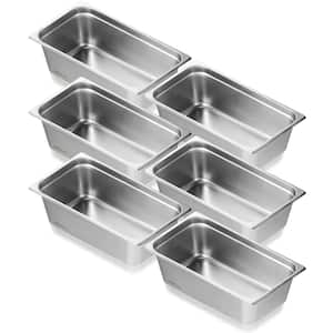 Hotel Pans, 21.3 qt. Full Size Anti-Jam Steam Pan, 0.mm Thick Stainless Steel Restaurant Steam Table Pan 6 in. (6-Pack)