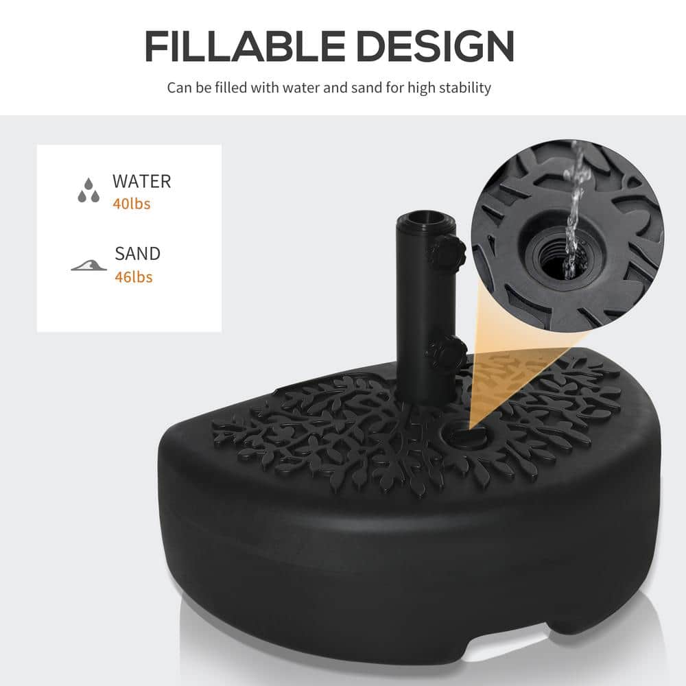 Black Metal Half Round Patio Umbrella Base Stand Holder