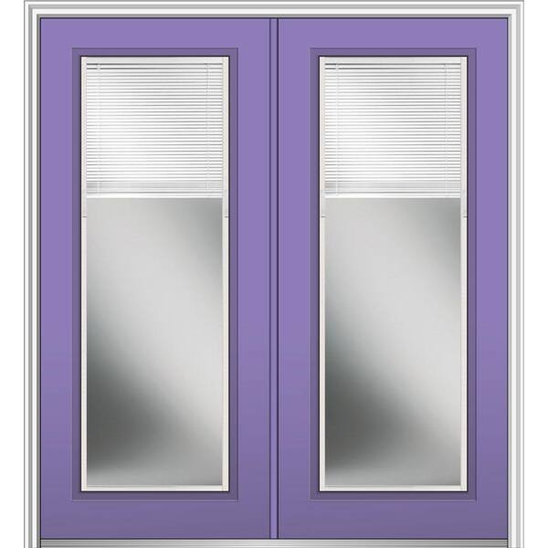 MMI Door 72 in. x 80 in. Internal Blinds Right-Hand Inswing Full Lite Clear Glass Low-E Glass Painted Steel Prehung Front Door