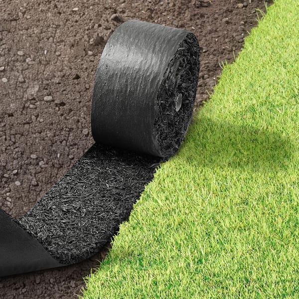 6 Rolls Rubber Mulch Mat 120 x 4.5 in., 0.5 in. Thick Recycled Rubber Garden Edging, Cuttable Flower Barrier with Stakes