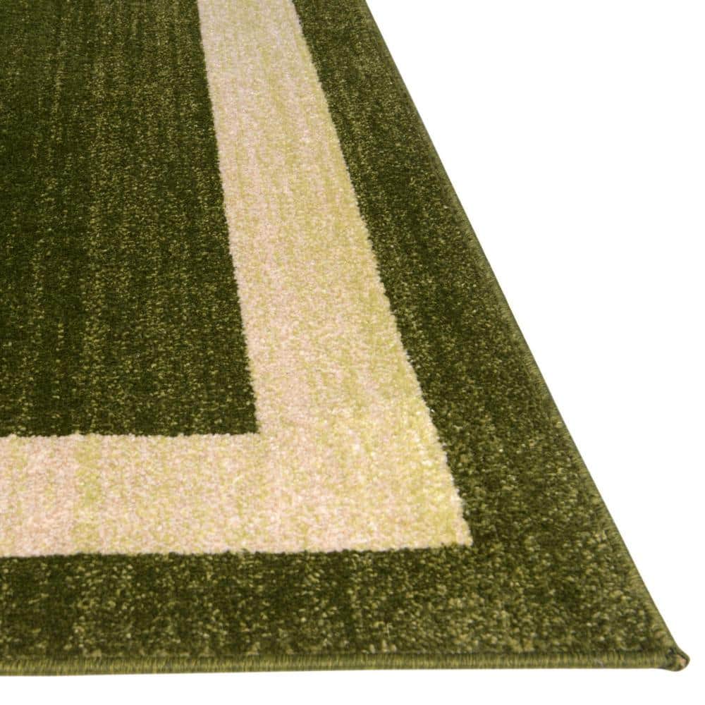 Easy-Care Tufted Green Synthetic 7' x 10' Rectangular Area Rug