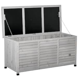 75 Gal. Gray Solid Painted Fir Wood Outdoor Storage Bench with Aerating Gap, Weather-Resistant and Anti-Skid Feet Pads