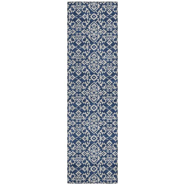 Chantille Machine Washable Indoor/Outdoor Abstract ACN2712 Navy 2 ft. x 7 ft. Runner Rug