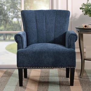Navy Living Room Chairs Accent Armchair Rivet Tufted Polyester Sofa Chair for Living Room Bedroom