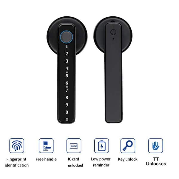 6.3 in. Matte Black Fingerprint Biometric Smart Door Handle