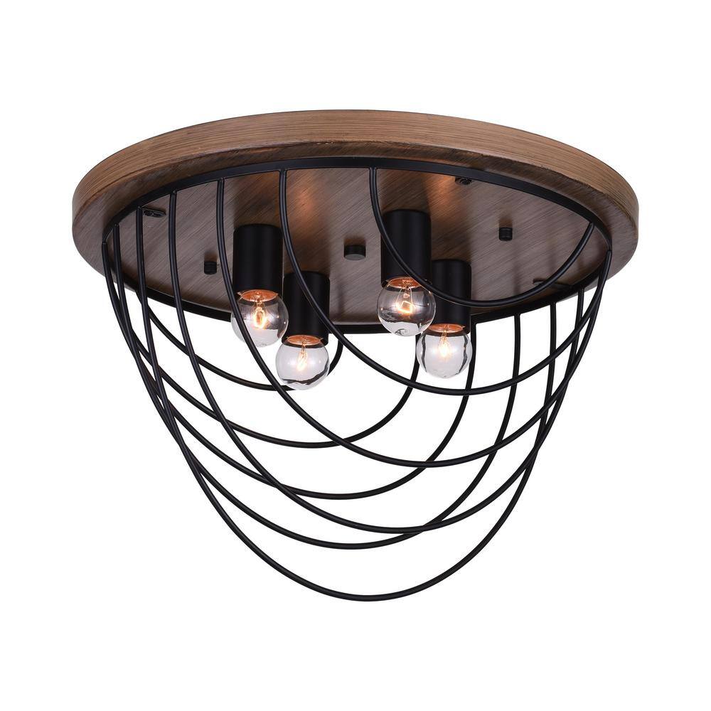 CWI Lighting Gala 4-Light Black Flush Mount