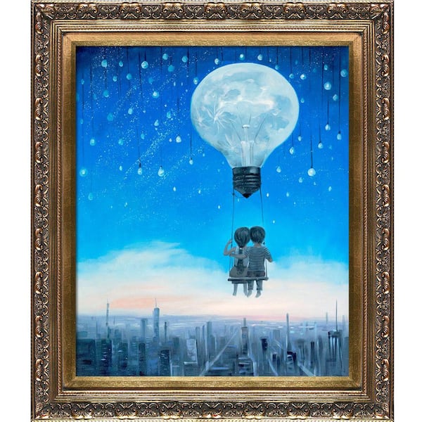 ArtistBe "Our Love Will Light The Night Reproduction" by Adrian Borda Framed Abstract Oil Painting 25.5 in. x 29.5 in.
