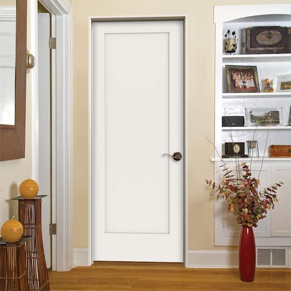 36 in. x 80 in. 1 Panel Shaker Left-Hand Solid Core Primed Wood Single Prehung Interior Door