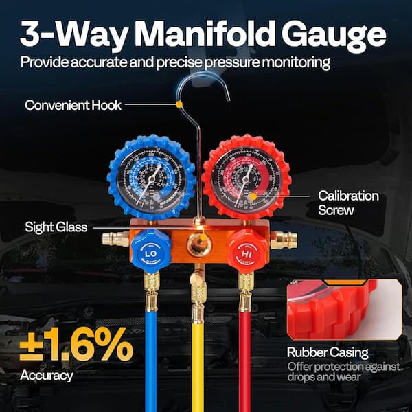 VIVOHOME 1/2 HP 5CFM 2 Stage HVAC Vacuum Pump and 3 Way Manifold