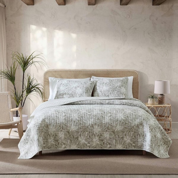 REVMAN Makena Reversible 3-Pcs Brown Cotton Full/Queen Quilt-Sham Set