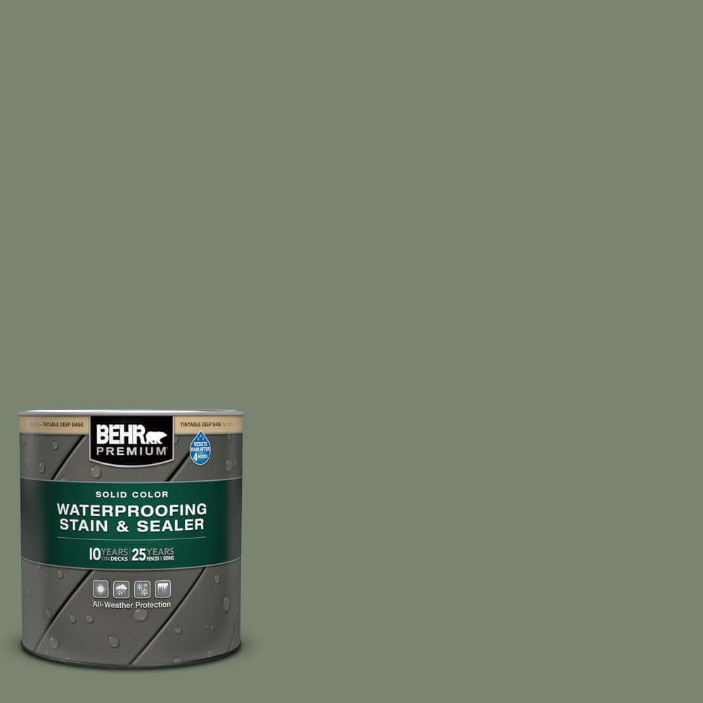 BEHR Premium 1 gal. #ST-126 Woodland Green Semi-Transparent Waterproofing Exterior Wood Stain and Sealer