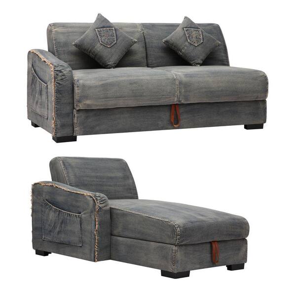 ZUO Brand Blue Denim 2-Piece Sectional-DISCONTINUED