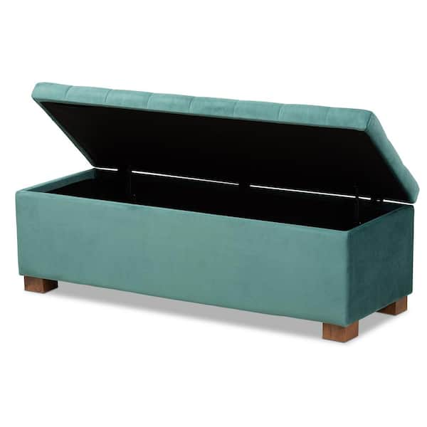 Baxton Studio Roanoke Teal Blue Storage Ottoman Bench 160 9930 HD