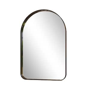 24 in. W x 36 in. H Arch Metal Deep Framed Wall Bathroom Vanity Mirror Black