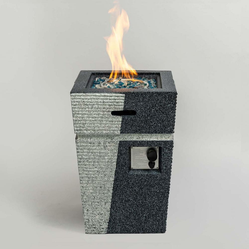 Light Grey-Blue Concrete Outdoor Fire Pit Table Propane Fire Pit Patio Gas 