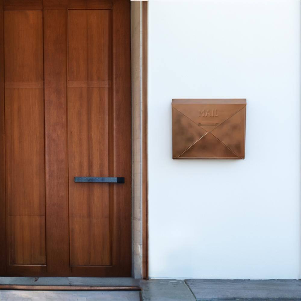 Copper Finish Envelope Shaped Wall Mount Mailbox