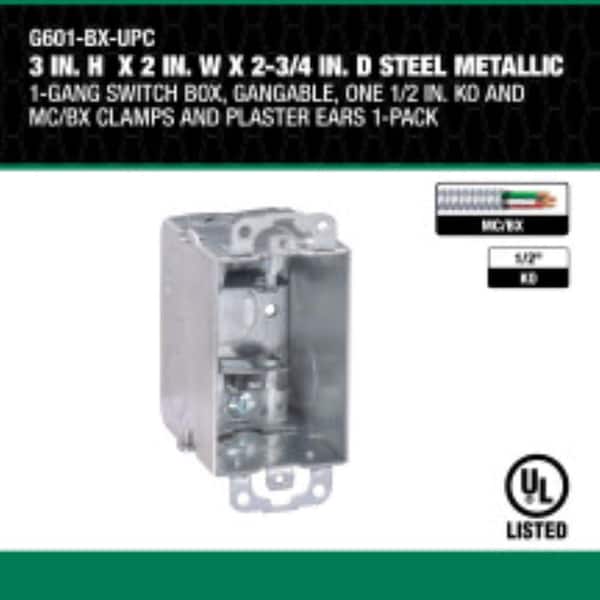 Southwire 3 in. H x 2 in. W x 2-1/2 in. D Steel Metallic 1 Gang