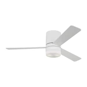 Era 52 in. Modern Indoor/Outdoor Matte White Hugger Ceiling Fan with White Blades, LED Light Kit and Wall Switch Control