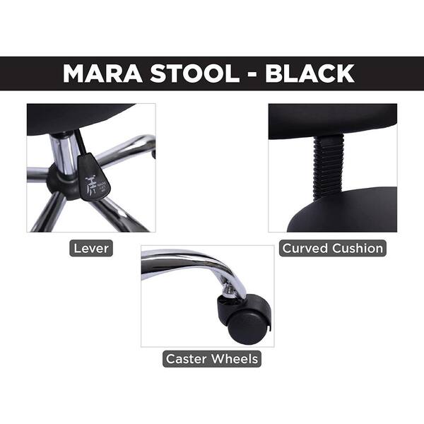 Network Tech Stool Nail Tech Stool Square Rolling Stool With Backrest - Height Adjustable ...