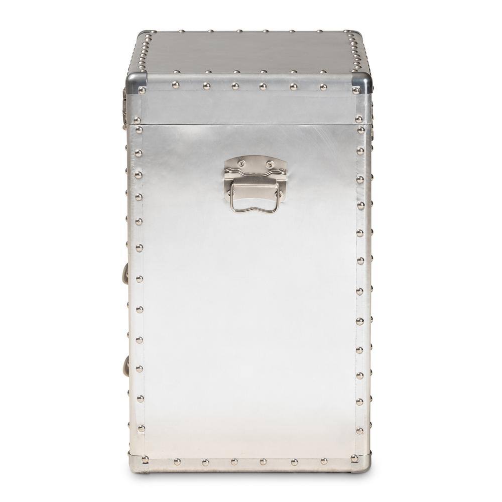 Serge Silver Metal Industrial 2-Drawer Accent Cabinet