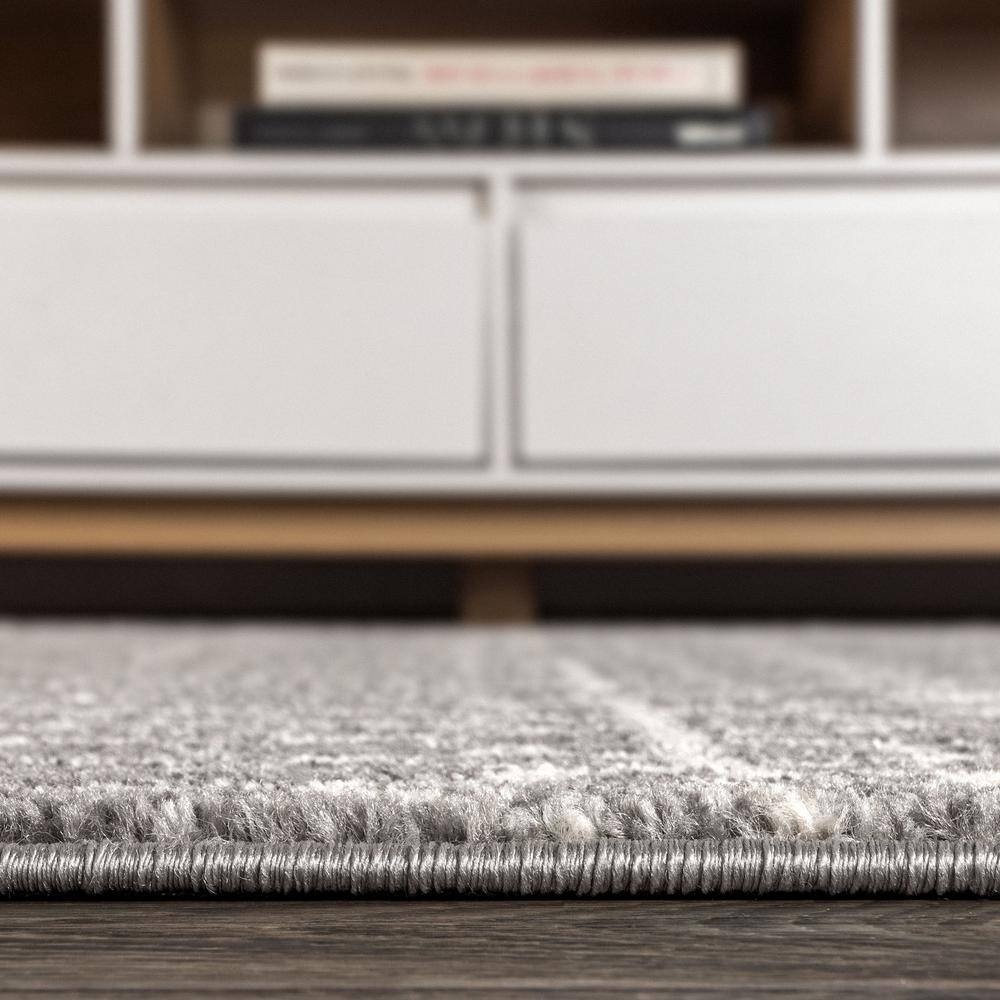 Modern Vintage Moroccan Tribal Rug in Gray and Ivory - Easy Care Synthetic