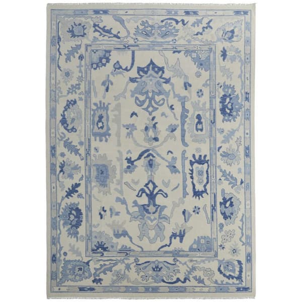 8 ft. x 10 ft. Ivory, Blue Floral Area Rug