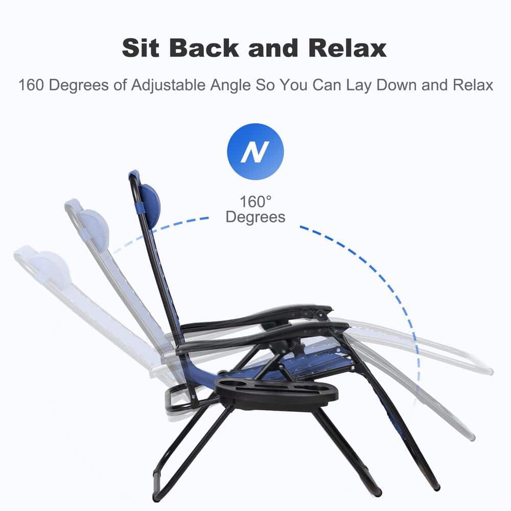 Blue Metal Zero Gravity Beach Lounger with Cushions and Arms