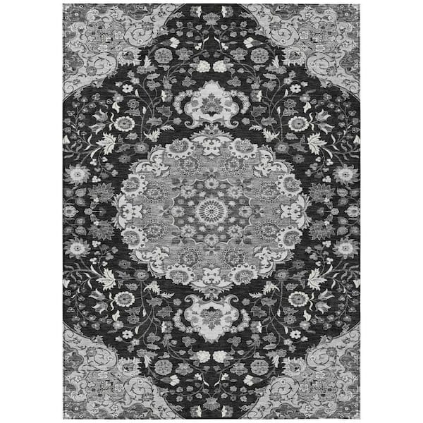 Chantille Machine Washable Indoor/Outdoor Abstract ACN2611 Black 10 ft. x 14 ft. Area Rug