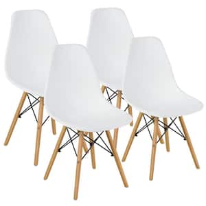 Mid Century White Modern DSW Dining Side Chair Wood Legs (Set of 4)