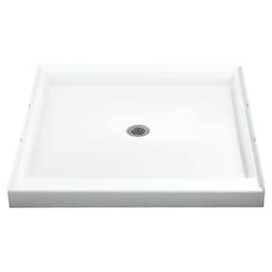 Ensemble 36 in. x 36 in. Single Threshold Shower Base with Center Drain in White