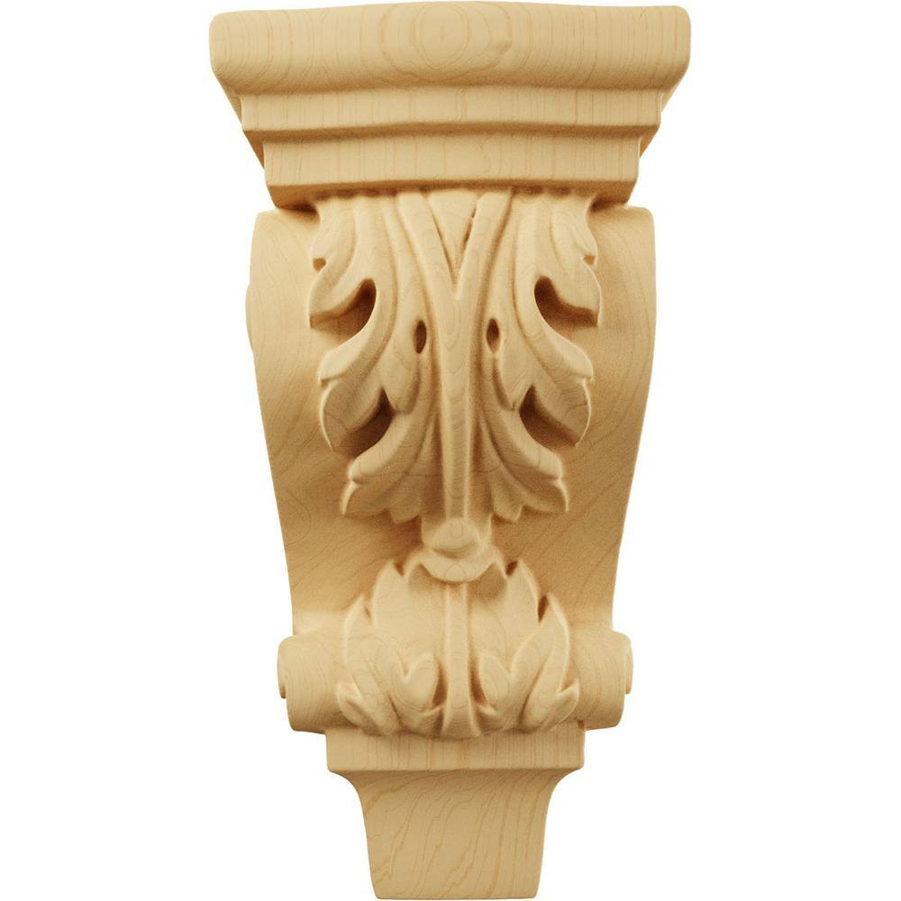 Alder Hand-Carved Extra Small Acanthus Pilaster Wood Corbel