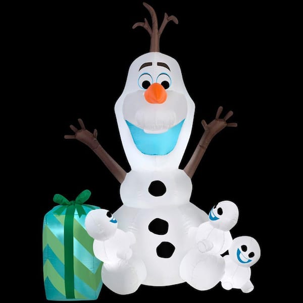 Disney 49.21 in. D x 40.95 in. W x 72.05 in. H Inflatable Olaf with Snowgies Scene
