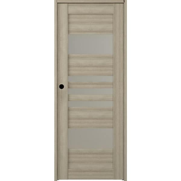Belldinni Leti 18 in. x 95.25 in. Right-Hand Frosted Glass Shambor Solid Core Wood Composite Single Prehung Interior Door