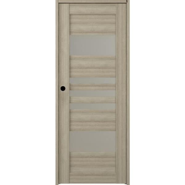 Belldinni Leti 28 in. x 83.25 in. Right-Hand Frosted Glass Shambor Solid Core Wood Composite Single Prehung Interior Door