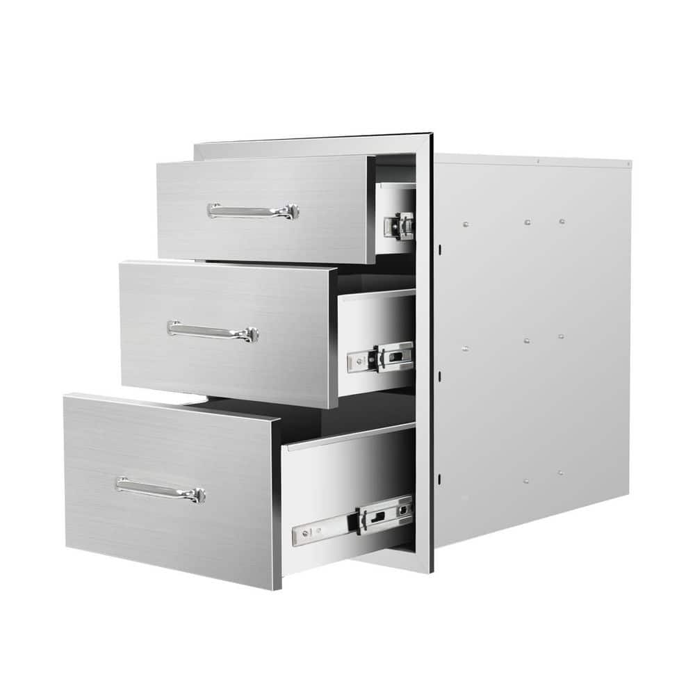 Triple Drawer Stainless Steel 18 x 23 x 23 Outdoor Kitchen Cabinet Built-in Storage for Grill Island Patio price history on PriceWatchPro