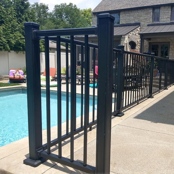 Stanford 2.5 in. x 2.5 in. x 54 in. Textured Black Aluminum Post Kit