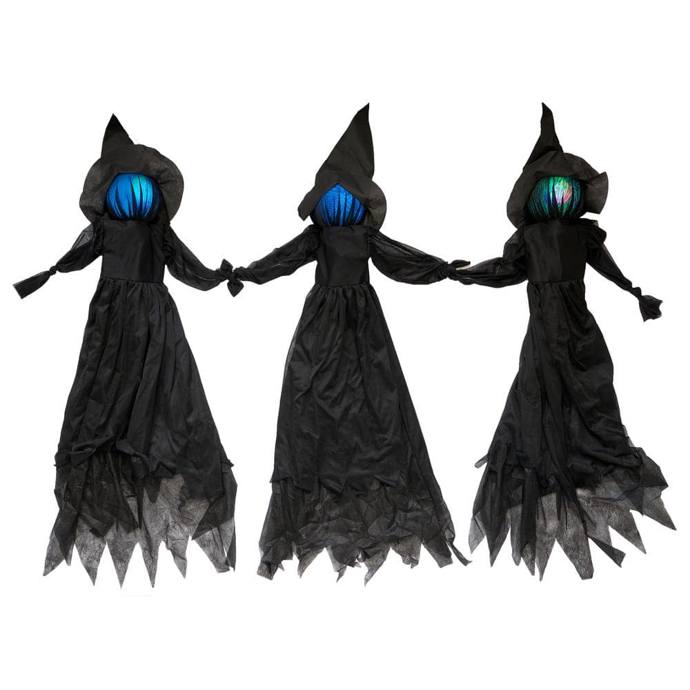 4 ft. Light Up Triple Witch On Metal Stakes