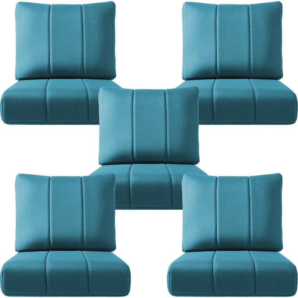 Ivora 24 in. W x 24 in. D x 6 in. T 10-Piece Water Resistant Outdoor Lounge Chair Replacement Cushion Set Peacock Blue price history on PriceWatchPro