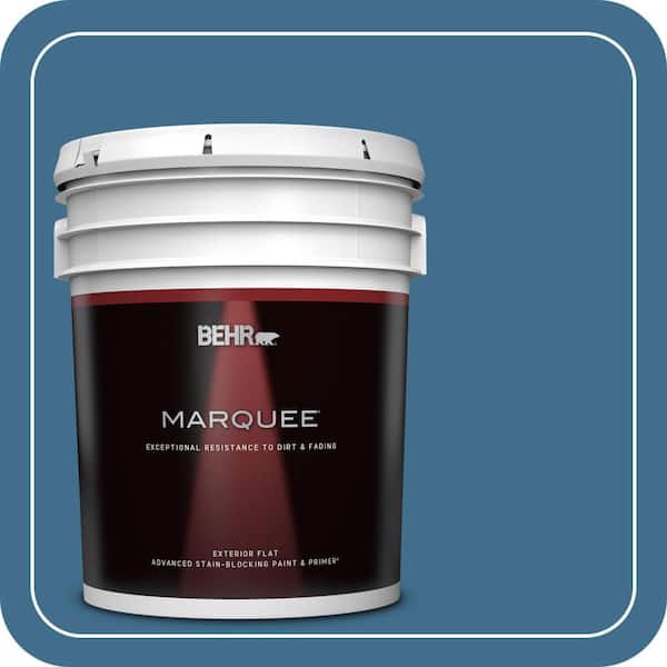 BEHR MARQUEE 5 gal. #M500-5 Sojourn Blue Flat Exterior Paint & Primer