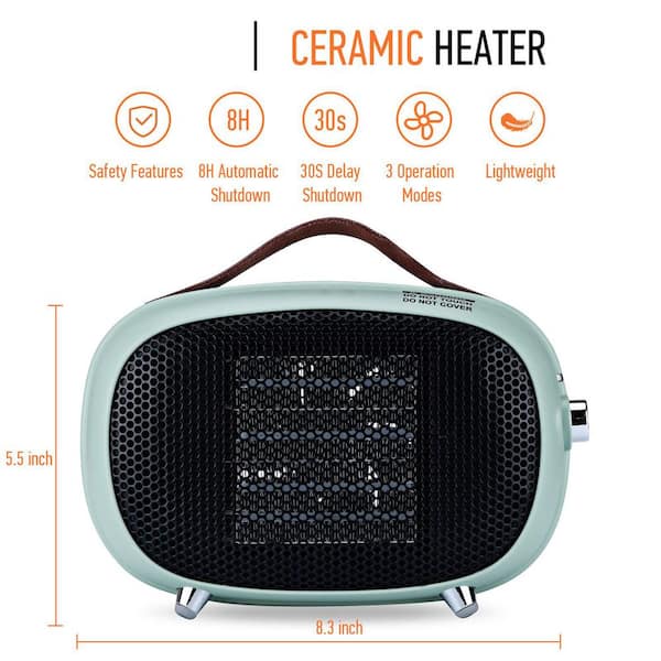 800W Green Indoor Electric Mini Retro Heater Ceramic Heating Space