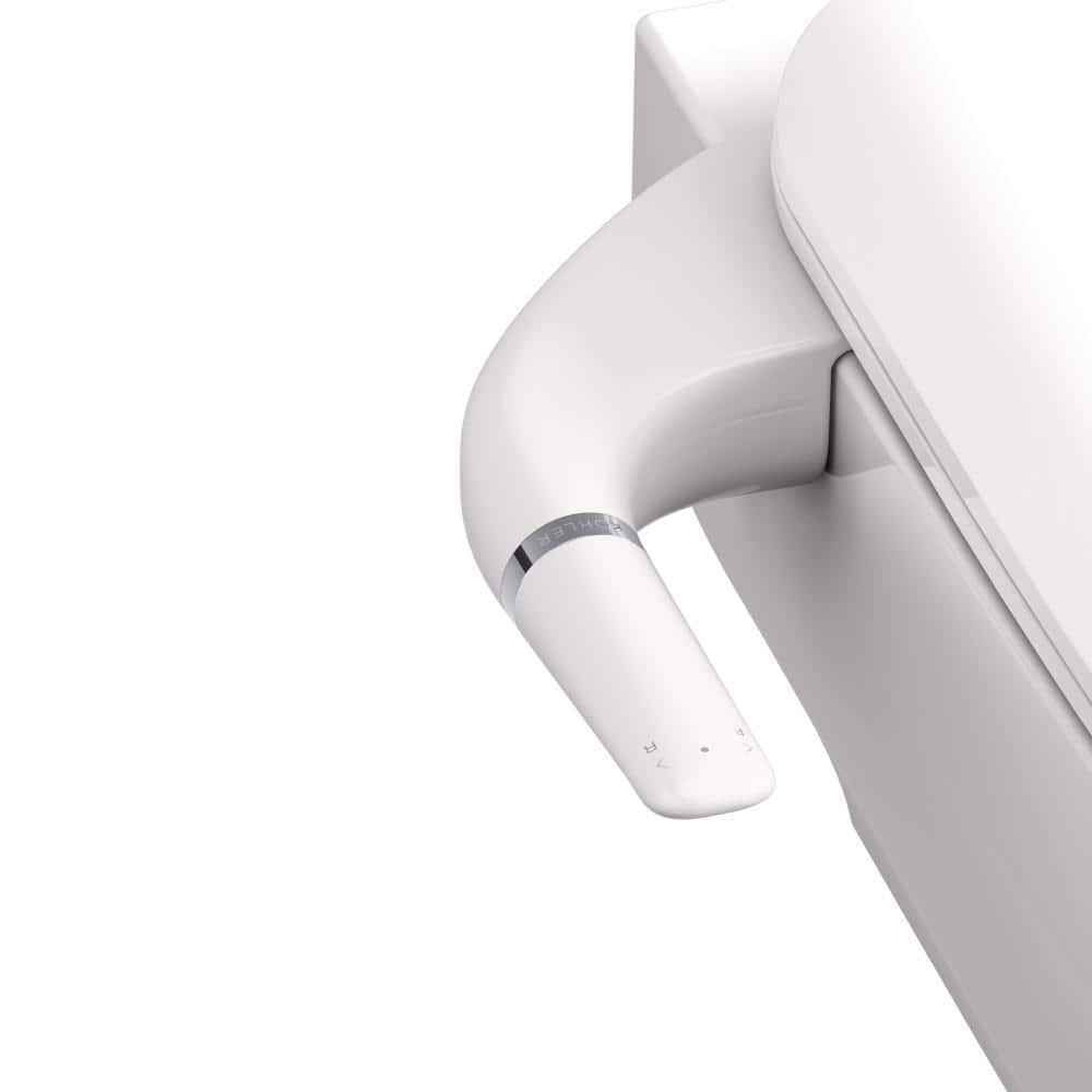 White Manual Bidet Attachment with Dual Self-Cleaning Nozzles