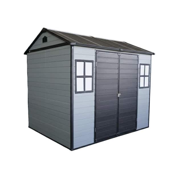 8 ft. x 6 ft. Resin Lockable Garden Shed with Floor, All-Weather 96 in. W x 78 in. D x 85 in. H Outdoor Storage Cabinet