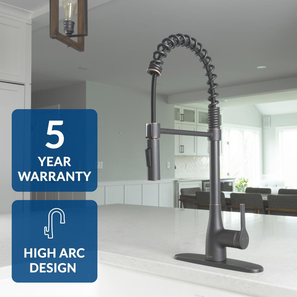 Oil Rubbed Bronze Spring Neck Pull Down Kitchen Faucet